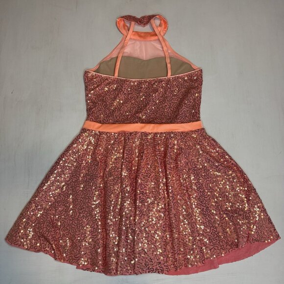 Revolution Dance Costume CORAL Sequins XL Child Solo Lyrical Figure Ice Skate - Picture 6 of 15